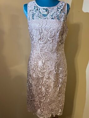 Adrianna Papell Lavender Lace Midi Sheath Dress